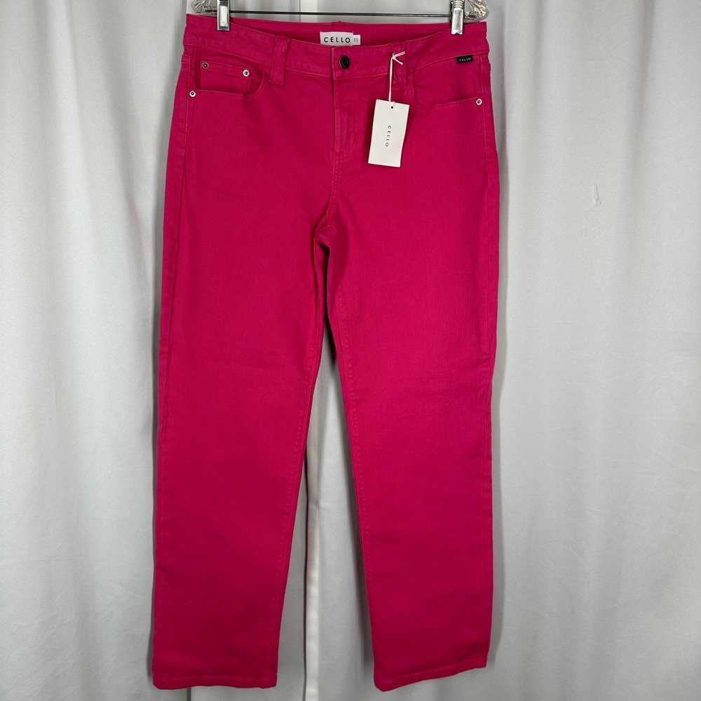 NWT Cello Hot Pink Straight Leg Stretch Jeans Size 11 Mid Rise 32 Inseam